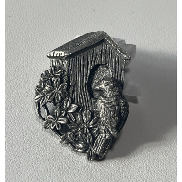 Birds & Blooms Limited Edition 1997 Pewter Pin Brooch - Picture 1 of 3